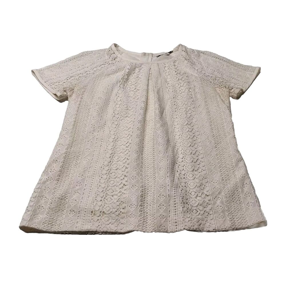 Banana Republic Ivory Cream Size 12 Crochet Lace Blouse Top Lined Lightweight
